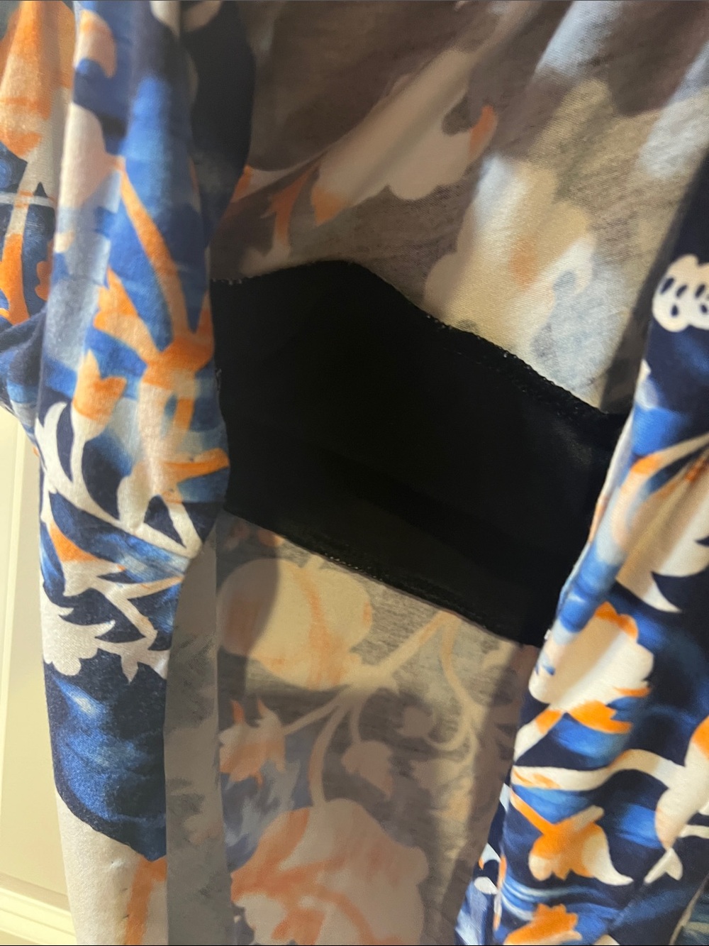 Navy with blue  shade twist -Front tunic Orange & white floral H073 - Picture 5 of 7